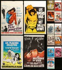 9x020 LOT OF 15 FORMERLY FOLDED BELGIAN SEXPLOITATION POSTERS '60s-80s sexy images with nudity!