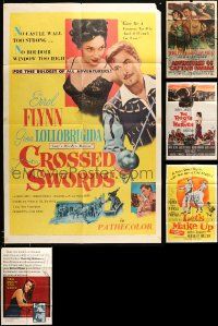 9x075 LOT OF 5 FOLDED ONE-SHEETS FROM ERROL FLYNN MOVIES '50s Crossed Swords & more!