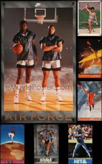 9x329 LOT OF 8 UNFOLDED SPORTS POSTERS '80s-90s basketball, football, baseball, tennis & more!