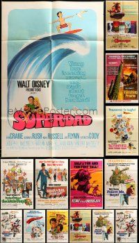 9x067 LOT OF 21 FOLDED ONE-SHEETS FROM WALT DISNEY MOVIES '50s-70s all from live action movies!