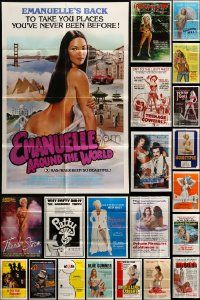 9x013 LOT OF 73 FOLDED SEXPLOITATION ONE-SHEETS '60s-70s great images from sexy movies!