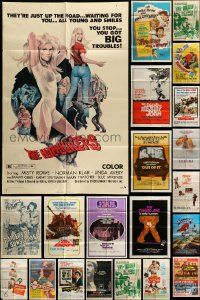 9x036 LOT OF 65 FOLDED ONE-SHEETS '50s-80s great images from a variety of different movies!