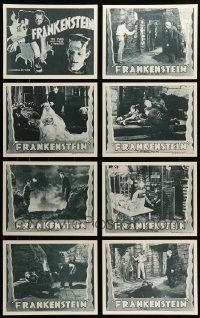 9x094 LOT OF 8 REPRO FRANKENSTEIN LOBBY CARDS '80s identical to 1938 re-issue scenes & title card!