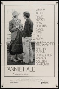 9y042 ANNIE HALL 1sh '77 full-length Woody Allen & Diane Keaton in a nervous romance!