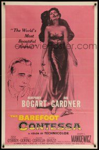 9y060 BAREFOOT CONTESSA 1sh '54 Humphrey Bogart & art of sexy full-length Ava Gardner!