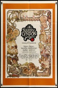 9y062 BARRY LYNDON 1sh '75 Stanley Kubrick, Ryan O'Neal, great colorful art of cast by Gehm!