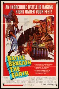 9y063 BATTLE BENEATH THE EARTH 1sh '68 cool sci-fi art of Kerwin Mathews & sexy Viviane Ventura!