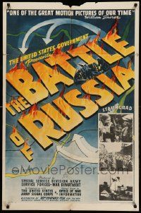 9y064 BATTLE OF RUSSIA 1sh '43 directed by Frank Capra for the U.S. Army, cool artwork!