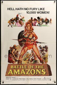 9y065 BATTLE OF THE AMAZONS 1sh '73 art of sexy barely-dressed female warrior Lucretia Love!