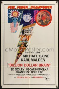 9y082 BILLION DOLLAR BRAIN 1sh '67 Michael Caine, Karl Malden, Ken Russell!