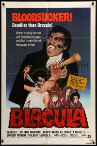 9y089 BLACULA 1sh '72 black vampire William Marshall is deadlier than Dracula, great image!