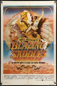9y092 BLAZING SADDLES 1sh '74 Mel Brooks western, art of Cleavon Little by Alvin & Goldschmidt!