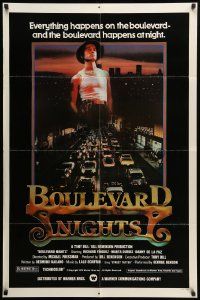 9y105 BOULEVARD NIGHTS 1sh '79 great image of Hispanic gang member, cars on strip!