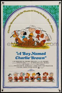 9y106 BOY NAMED CHARLIE BROWN 1sh '70 baseball art of Snoopy & the Peanuts by Charles M. Schulz!