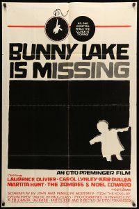 9y118 BUNNY LAKE IS MISSING 1sh '65 directed by Otto Preminger, cool Saul Bass artwork!