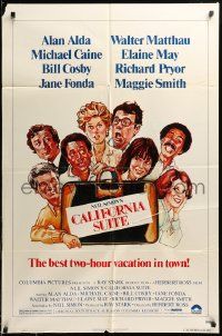 9y121 CALIFORNIA SUITE 1sh '78 Alan Alda, Michael Caine, Fonda, all-star cast Drew Struzan art!