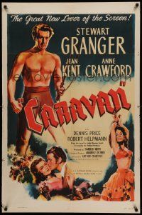 9y126 CARAVAN 1sh '47 art of shirtless Stewart Granger, Jean Kent, Anne Crawford!