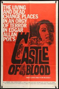 9y137 CASTLE OF BLOOD 1sh '64 Edgar Allan Poe, the living and dead in an orgy of terror!