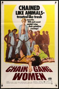 9y141 CHAIN GANG WOMEN 1sh '71 Michael Stearns, Robert Lott, Barbara Mills, chained like animals!