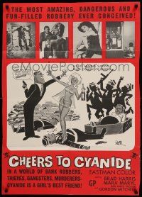 9y148 CHEERS TO CYANIDE 1sh '72 it's a girl's best friend, sexy crime & murder art, ultra rare!