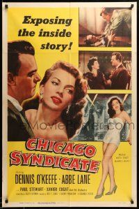 9y150 CHICAGO SYNDICATE 1sh '55 full-length sexy Abbe Lane, Dennis O'Keefe, the inside story!