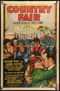 9y183 COUNTRY FAIR 1sh '41 Eddie Foy Jr, June Clyde, political scandal, great artwork!