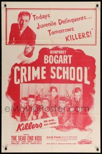 9y185 CRIME SCHOOL 1sh R56 Humphrey Bogart, Dead End Kids turn into tomorrow's killers!