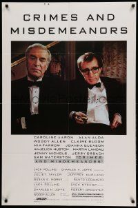 9y186 CRIMES & MISDEMEANORS style B 1sh '89 Woody Allen directs & stars with Martin Landau!