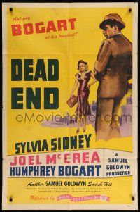 9y211 DEAD END 1sh R44 William Wyler, art of Sylvia Sidney & third-billed Humphrey Bogart!