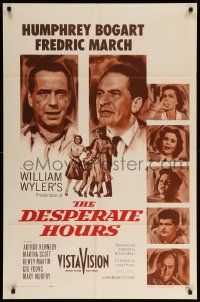 9y220 DESPERATE HOURS 1sh '55 William Wyler, different portraits of Humphrey Bogart & cast!