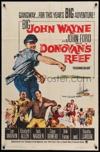 9y241 DONOVAN'S REEF 1sh '63 John Ford, great art of punching sailor John Wayne & Lee Marvin!