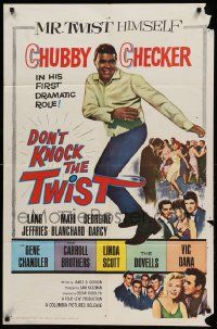 9y243 DON'T KNOCK THE TWIST 1sh '62 full-length image of dancing Chubby Checker, rock & roll!