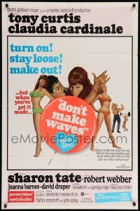 9y245 DON'T MAKE WAVES 1sh '67 Tony Curtis with super sexy Sharon Tate & Claudia Cardinale!