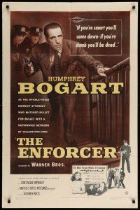 9y272 ENFORCER 1sh '51 Humphrey Bogart as the District Attorney fighting Murder Inc!