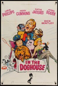 9y432 IN THE DOGHOUSE English 1sh '61 sexy Peggy Cummins, wacky different artwork!
