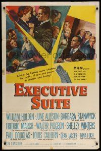 9y279 EXECUTIVE SUITE 1sh '54 William Holden, Barbara Stanwyck, Fredric March, June Allyson!