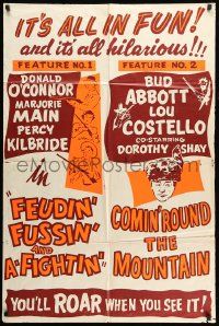 9y301 FEUDIN' & FIGHTIN'/COMIN' ROUND THE MOUNTAIN 1sh '50s it's all hilarious!