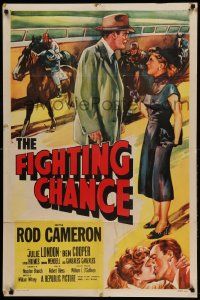 9y304 FIGHTING CHANCE 1sh '55 Rod Cameron gambles at horse racing, Julie London!