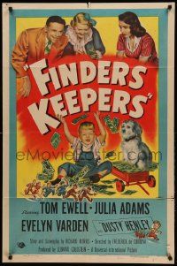 9y306 FINDERS KEEPERS 1sh '52 Tom Ewell, Julia Adams, Evelyn Varden, wacky image of rich boy
