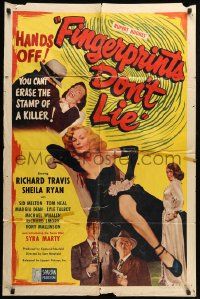 9y307 FINGERPRINTS DON'T LIE 1sh '51 what sexy bad girl Syra Marty did to love was a crime!