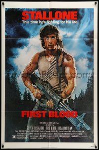 9y308 FIRST BLOOD 1sh '82 artwork of Sylvester Stallone as John Rambo by Drew Struzan!