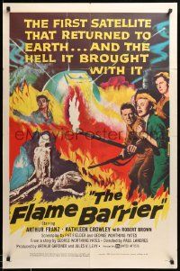 9y314 FLAME BARRIER 1sh '58 the first satellite that returned to Earth brought Hell with it!