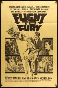 9y320 FLIGHT TO FURY 1sh '64 cool art of Dewey Martin, Fay Spain & Jack Nicholson!