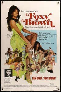 9y333 FOXY BROWN 1sh '74 don't mess with Pam Grier, meanest chick in town, she'll put you on ice!