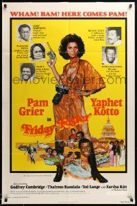 9y336 FRIDAY FOSTER 1sh '76 artwork of sexiest Pam Grier with gun and camera!