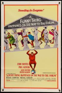 9y343 FUNNY THING HAPPENED ON THE WAY TO THE FORUM style A 1sh '66 wacky image of Zero Mostel & cast