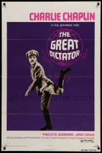 9y369 GREAT DICTATOR 1sh R72 Charlie Chaplin directs and stars, wacky WWII comedy!