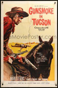9y372 GUNSMOKE IN TUCSON 1sh '58 most dangerous gun in the West faces killer with a badge!