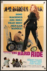 9y381 HARD RIDE 1sh '71 AIP, sexy biker & her motorcycle are more than most men can handle!