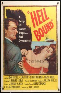 9y385 HELL BOUND 1sh '57 the raw story behind the international Hot-Cargo Runners!